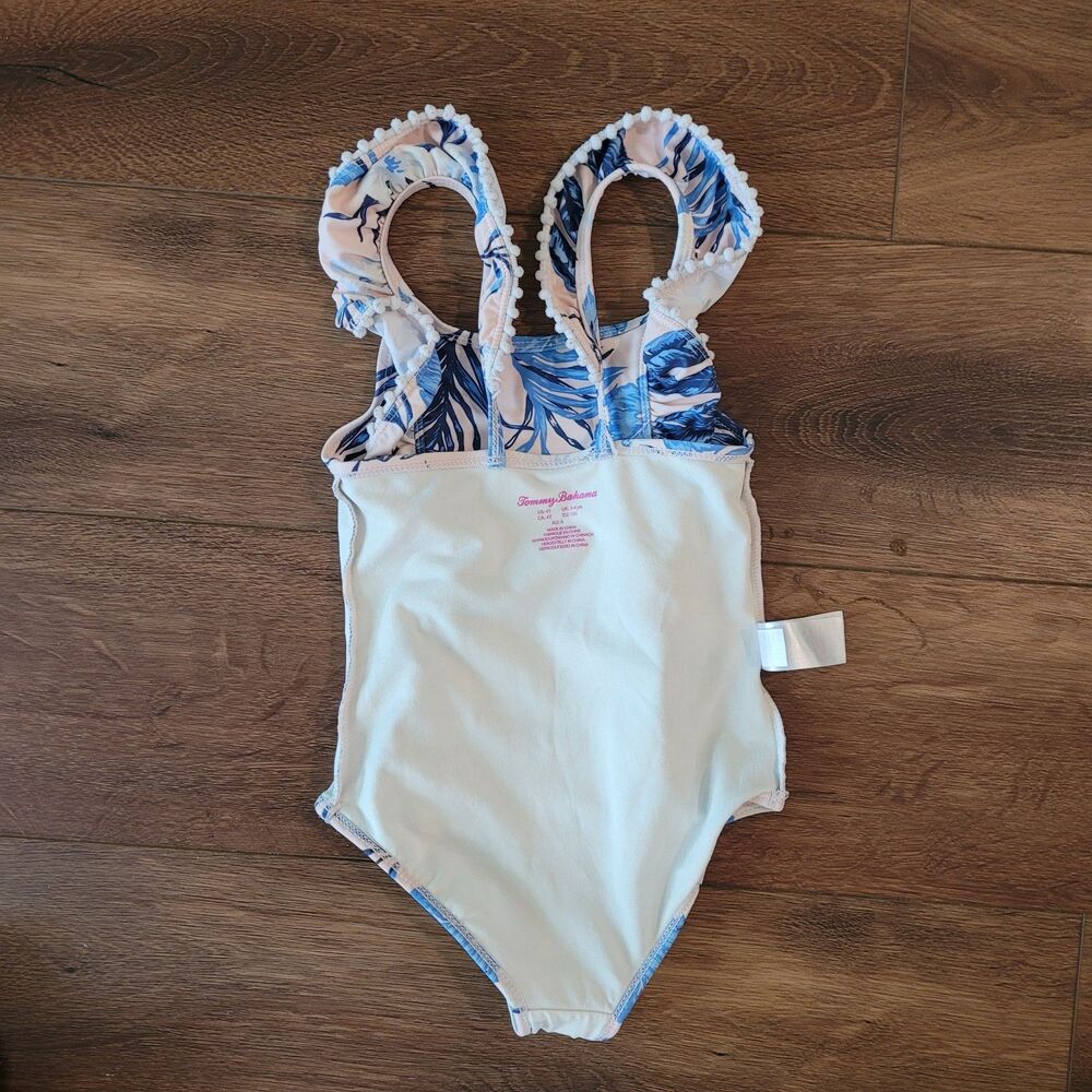Tommy Bahama Swimsuit One Piece Girls Size 4T Pink Blue Ruffles Bathing Suit - Picture 5 of 16